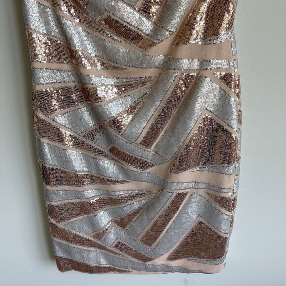 Vince Camuto 14 Sequins Cocktail Party Sheath Dress Silver Rose Gold Holiday - Picture 3 of 15